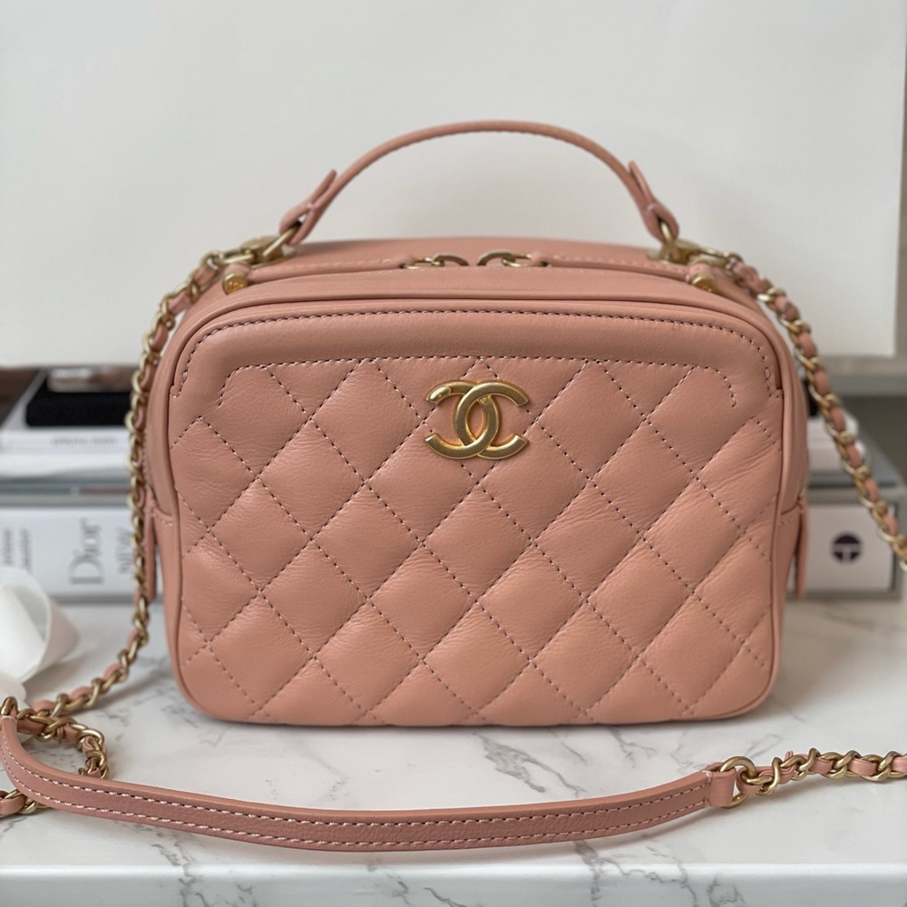 CHANEL Quilted Small Vanity Camera Bag Beige/Pink